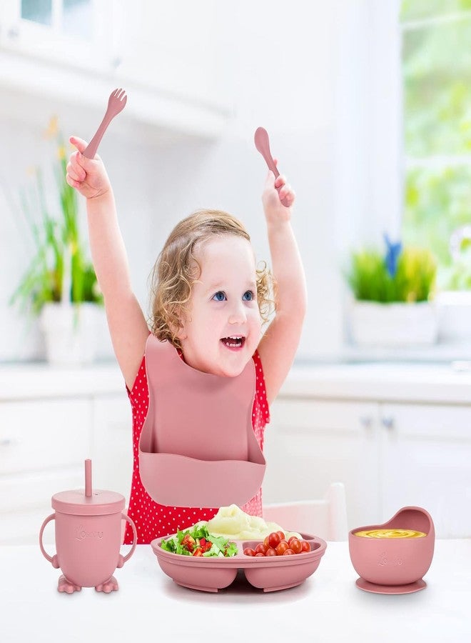 VATTU Baby Feeding Set for Toddlers – Baby Led Weaning Utensils with Silicone Bib, Suction Plate, Bowl, Spoon, Fork, Sippy Cup – Food Grade BPA Free, Dishwasher Safe Feeding Supplies for Babies - Image 2