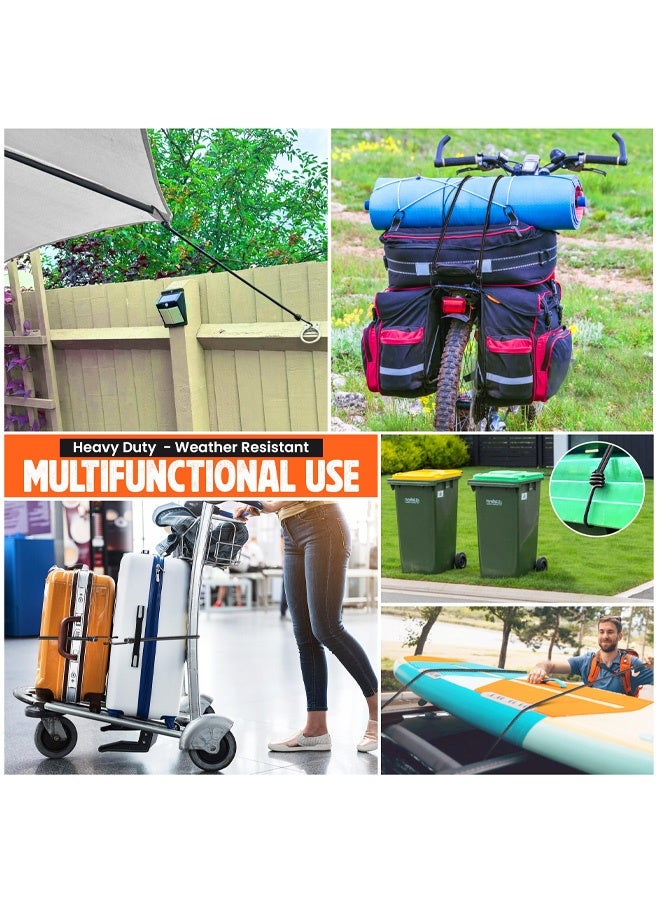 2 PCS Bungee Cords with Hooks 60cm, Latex Made Heavy Duty Weatherproof UV - Resistant Elastic Bungee Straps, Ideal for Securing Luggage, Camps, Tarps, Furniture, Wheelie Bin Lid Cover - Image 5