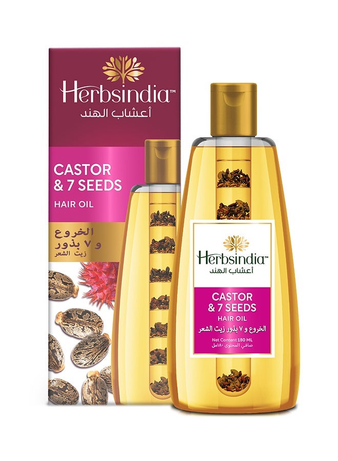 Herbsindia Castor And 7 Herbal Seeds Hair Oil With Nourish Tube Clear 180ml - Image 1
