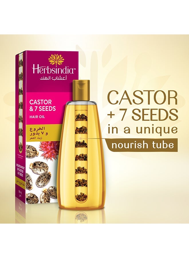 Herbsindia Castor And 7 Herbal Seeds Hair Oil With Nourish Tube Clear 180ml - Image 2