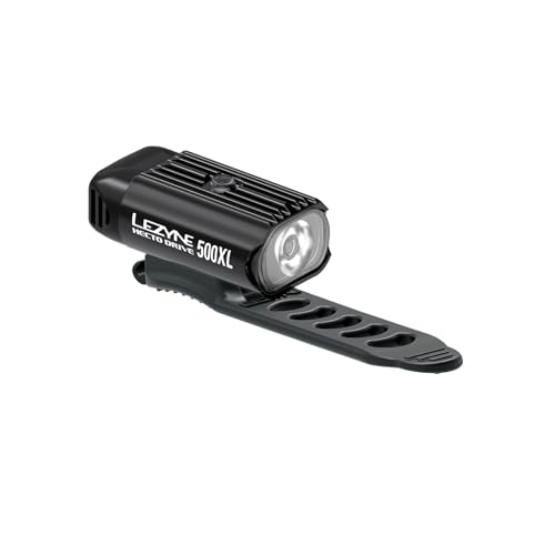 LEZYNE Hecto Drive 500XL Front Bicycle Rechargeable IPX7 White LED Road Mountain Gravel Bike Light w/Multiple Solid & Flash Modes | Integrated Versatile Mounting Strap, 500 Lumens, Gloss Black - Image 1