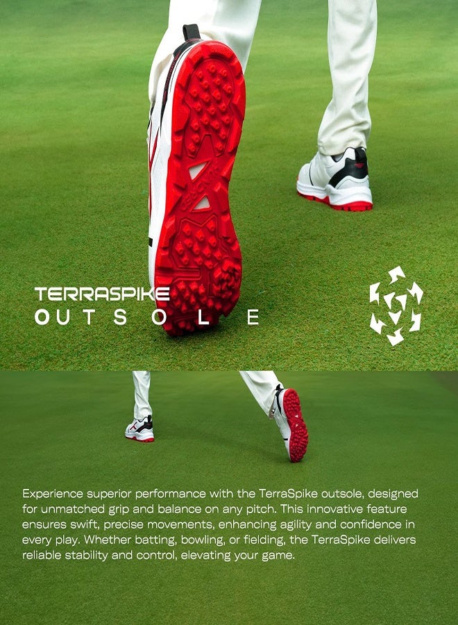 Hundred Hyperturf Cricket Shoes | TerraSpike Rubber Studs | Embedded Support Plate for Stability | Lightweight & Durable | Ideal for Turf, Ground & Hard Surfaces White/Black/Red (UK 11) - Image 4