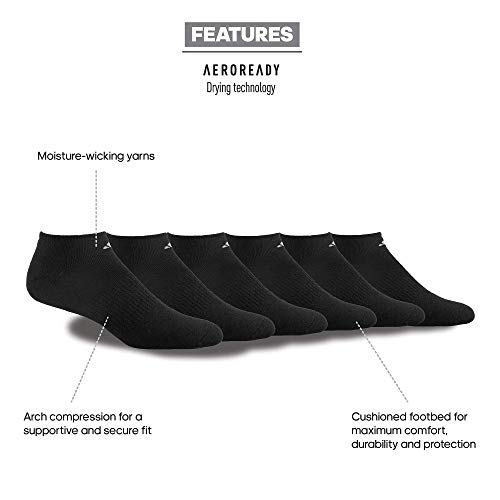 adidas Men's Athletic Cushioned Socks, 6-Pack No Show with Arch Support - Image 2