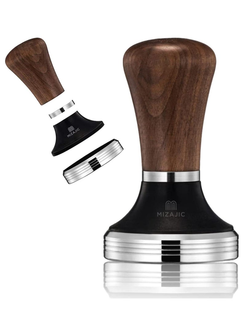 مزاجك سدادة قهوة مقاس 51 مم مع قاعدة مسطحة من الفولاذ المقاوم للصدأ بدرجة الطعام ومقبض من خشب الورد ومطرقة ضغط مسحوق مثالية لمرشحات القهوة مقاس 51 مم - Image 2