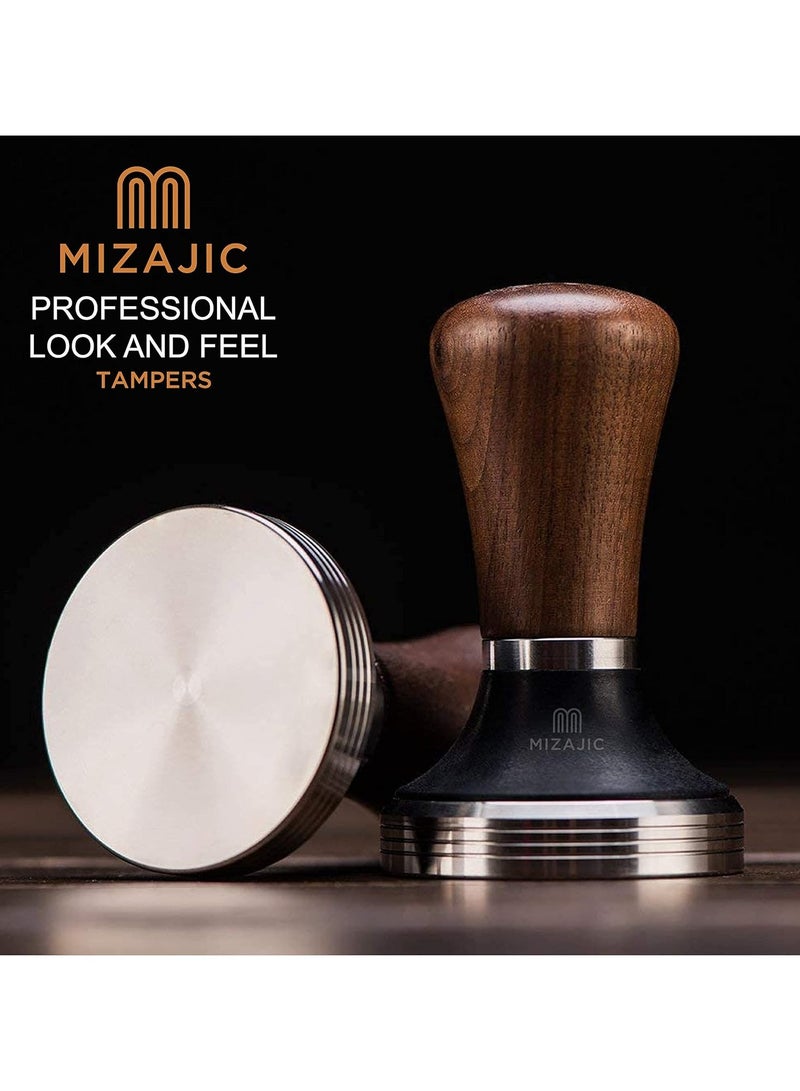 مزاجك سدادة قهوة مقاس 51 مم مع قاعدة مسطحة من الفولاذ المقاوم للصدأ بدرجة الطعام ومقبض من خشب الورد ومطرقة ضغط مسحوق مثالية لمرشحات القهوة مقاس 51 مم - Image 3