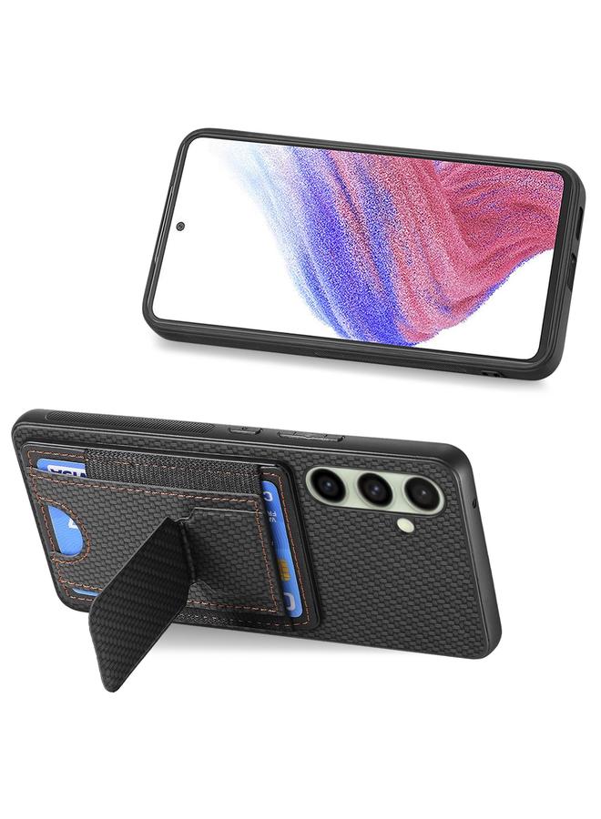 اس-توب جراب هاتف Samsung Galaxy A36 مصنوع من ألياف الكربون مع حامل قابل للطي وحقيبة بطاقات مرنة - Image 5