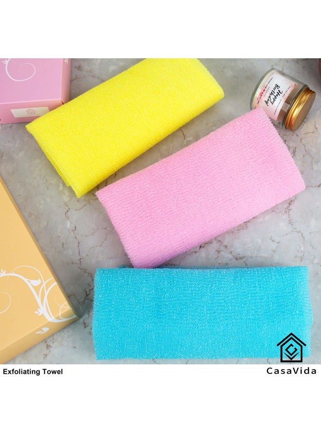 CASAVIDA Exfoliating Washcloth Back Scrubber for Shower Exfoliating Body Scrubber Japanese Beauty Washcloth African Net Sponge Bath Korean Loofah Towel Wash Cloth Shower Scrub Towel 3 Pack (Blue x 3) - Image 5