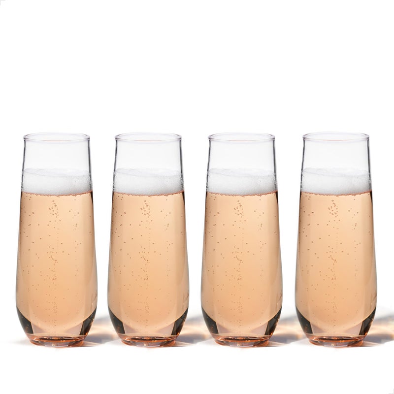 TOSSWARE TOSSWARE RESERVE 9oz Stemless Flute SET OF 4 Premium Quality Tritan Dishwasher Safe  Heat Resistant Unbreakable Plastic Champagne Glasses 4 Count Pack of 1