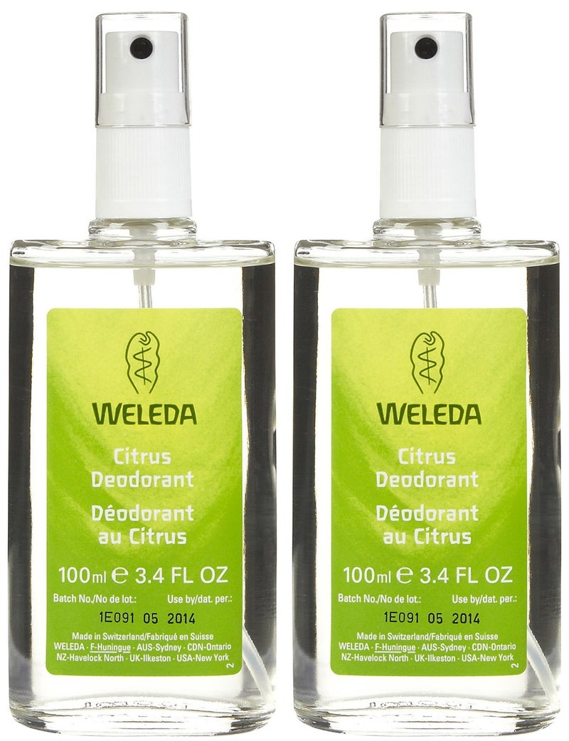 Weleda Refreshing Non-Aerosol Deodorant Spray, Citrus - 3.4 Fl Oz (Pack of 2)