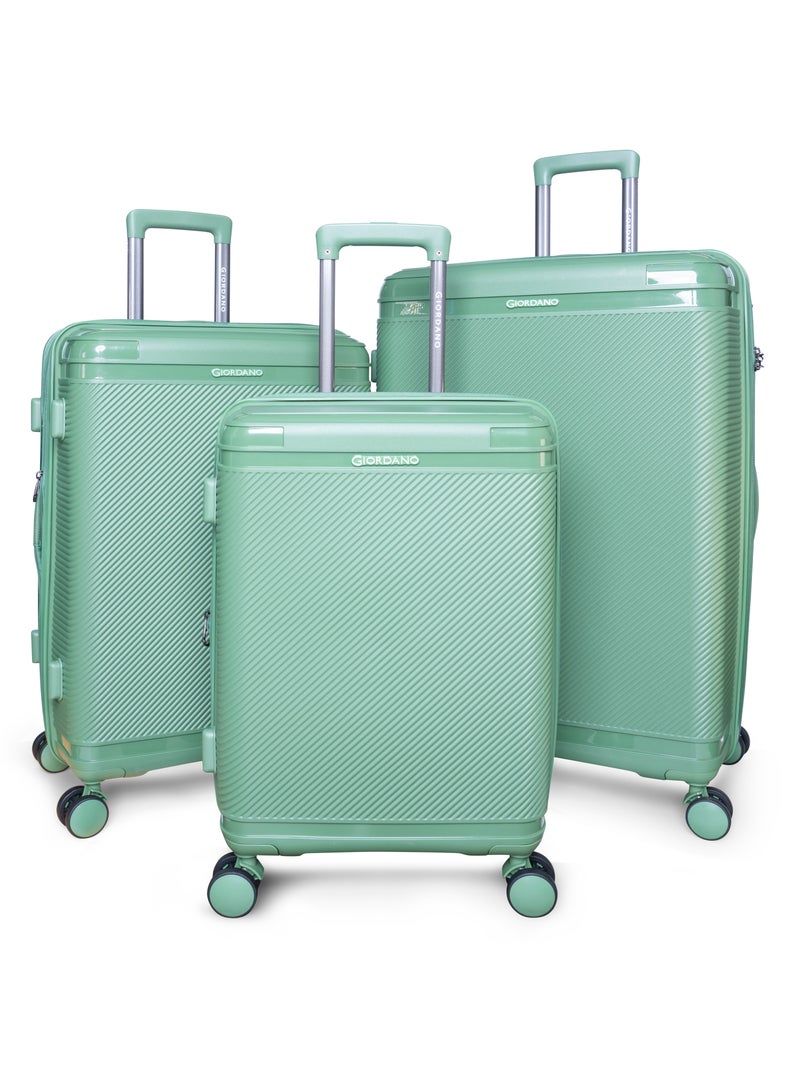 جيوردانو مجموعة حقائب سفر جيوردانو ليج من البولي بروبلين الصلب، حقيبة أعمال متينة غير قابلة للكسر خفيفة الوزن قابلة للتوسيع بسحاب مضاد للسرقة وعجلات مزدوجة وقفل ،  قطع ++ بوصة أخضر داكن - Image 1