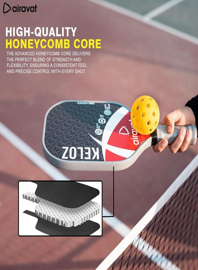 Airavat KELOZ 7402 20MM Professional Pickleball Paddle, Carbon Fibre, Lightweight, Comfort Cushion Grip, Max Spin & Control, Pickleball Paddle with Bag (Black Color). USAPA Standard - Image 5
