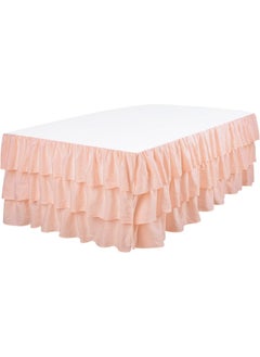 Sahaler Sahaler 3 Tiered Ruffled Crib Skirt Baby Girl Nursery Bedding Dust Ruffle Pink Skirt001  - Image 2
