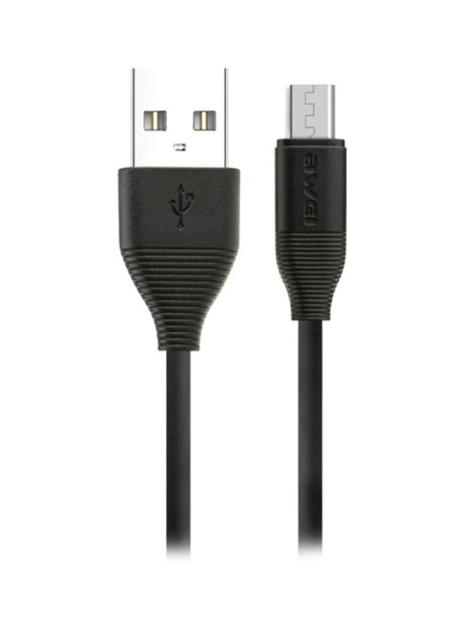 كابل شحن ومزامنة البيانات بمنفذ Micro USB أسود