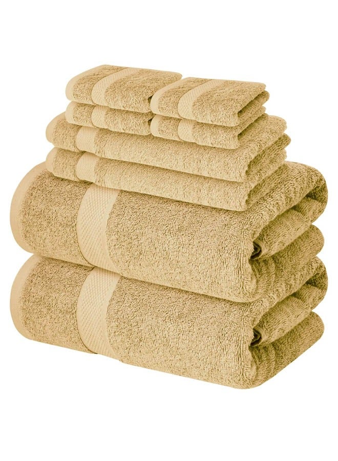 كينغستون طقم مناشف حمام كينجستون عالية الجودة عالية الامتصاص، 2 منشفة حمام، 2 منشفة يد و4 قطع قماش للغسيل، مجموعة مكونة من 8 قطع بيج - Image 2