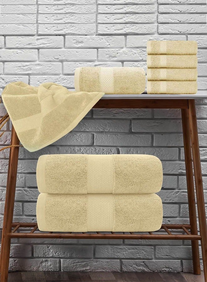 كينغستون طقم مناشف حمام كينجستون عالية الجودة عالية الامتصاص، 2 منشفة حمام، 2 منشفة يد و4 قطع قماش للغسيل، مجموعة مكونة من 8 قطع بيج - Image 5