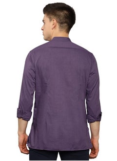 ألين سولي قميص كورتا رجالي قصير بأكمام طويلة من ألين سولي (ASKUQSTBH73560_Purple_38)  - Image 3