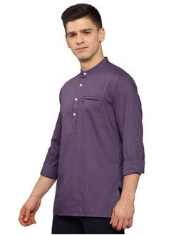 ألين سولي قميص كورتا رجالي قصير بأكمام طويلة من ألين سولي (ASKUQSTBH73560_Purple_38)  - Image 2