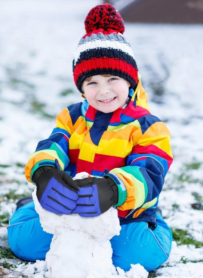 Bencailor 3 Pairs Kids Winter Gloves Waterproof Snow Ski Gloves Warm Windproof Adjustable Mittens for Boy Girl Outdoor(8-12 Years,Classic Blue, Gray, Dark Blue) - Image 2