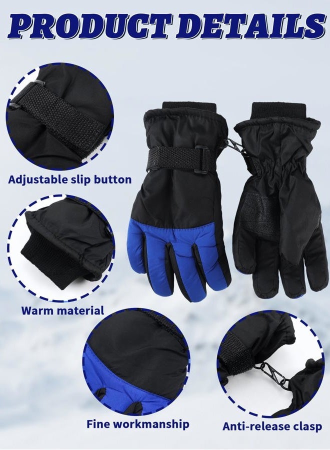 Bencailor 3 Pairs Kids Winter Gloves Waterproof Snow Ski Gloves Warm Windproof Adjustable Mittens for Boy Girl Outdoor(8-12 Years,Classic Blue, Gray, Dark Blue) - Image 5
