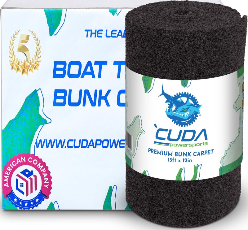 Cuda Powersports Cuda Boat Trailer Bunk Carpet 12 Inch Wide x 13ft-New Premium 30 Oz Roll- Cuda Bunk Carpet for Boat Trailers Parts Accessories Black Lift Runners Covers Waterproof - Image 1