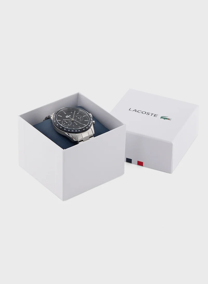 LACOSTE Boston Chrono Watch - Black With Stainless Steel Strap