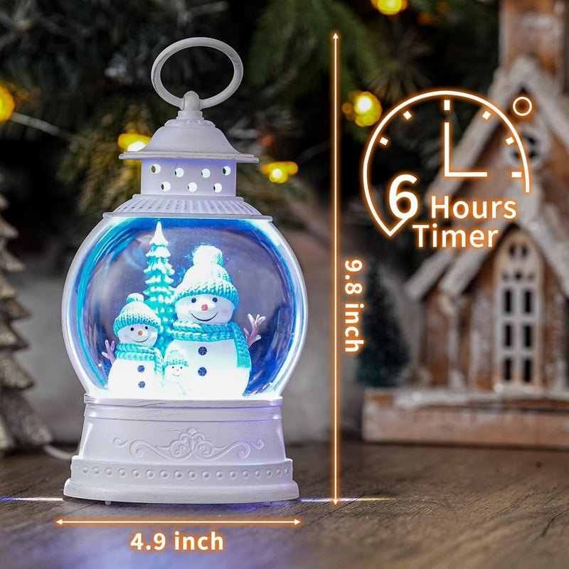 PestiLite Christmas Snowman Snow Globes, Snowman Family Musical Snow Globe Lantern with Timer, Lighted Christmas Decorations Indoor, USB or Battery Operated - Image 4
