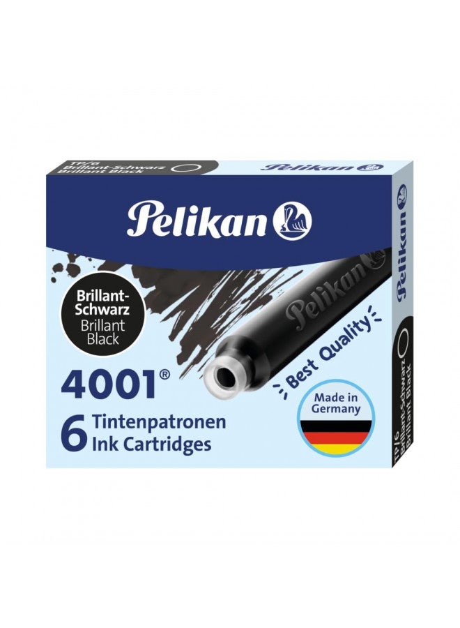 Pelikan خرطوشات حبر بيليكان 4001 TP/6 لأقلام الحبر، أسود لامع، 0.8 مل، عبوة 6 (301218) - Image 2