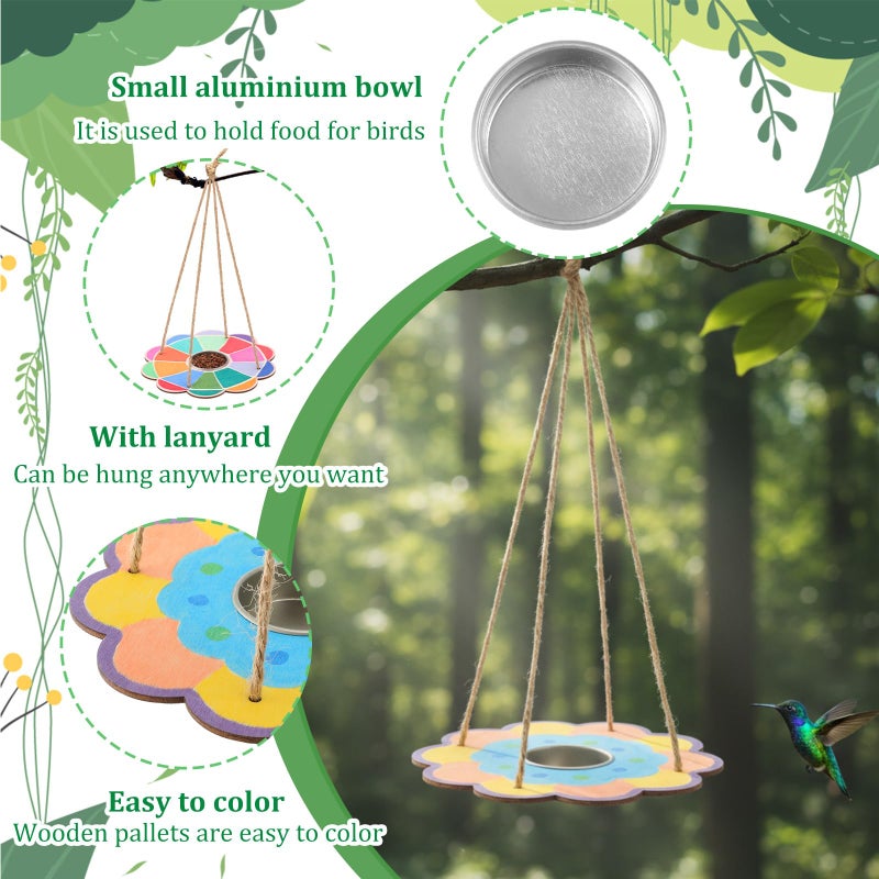 DoubleFill 24 Pack Bird Feeder Craft Kits for Kids Ages 3-8 Bird Feeder Craft Kits with Stainless Steel Bowls DIY Kids Crafts Wooden Art Painting Outdoor Bulk Toys for Children Valentines Crafts - Image 3