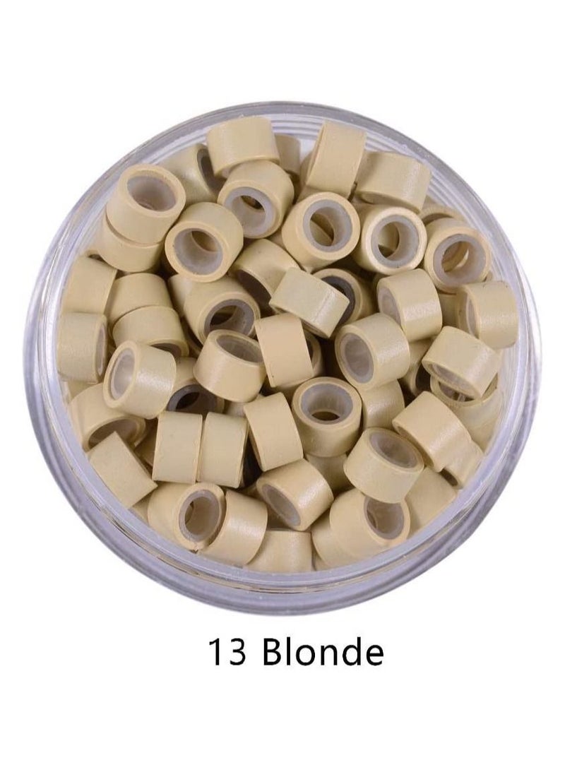 Estelle Silicone Lined Micro Links Rings Beads Hair Feather Extensions 5.0x3.0x3.0 mm Hair Beads Blonde - Image 1