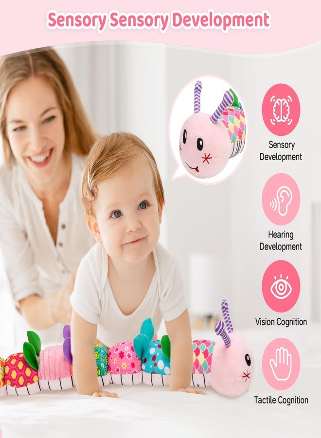PADONISE Baby Toys 0-12 Months, Caterpillar Musical Plush Stuffed Toy for Infant, Animal Soft Rattle Sensory Toys with Teether for Tummy Time, Newborn Boy& Girl Shower Birthday Christmas Valentines Gift - Image 4