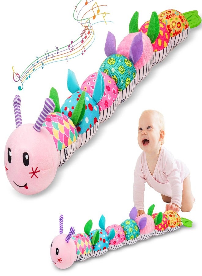 PADONISE Baby Toys 0-12 Months, Caterpillar Musical Plush Stuffed Toy for Infant, Animal Soft Rattle Sensory Toys with Teether for Tummy Time, Newborn Boy& Girl Shower Birthday Christmas Valentines Gift - Image 1