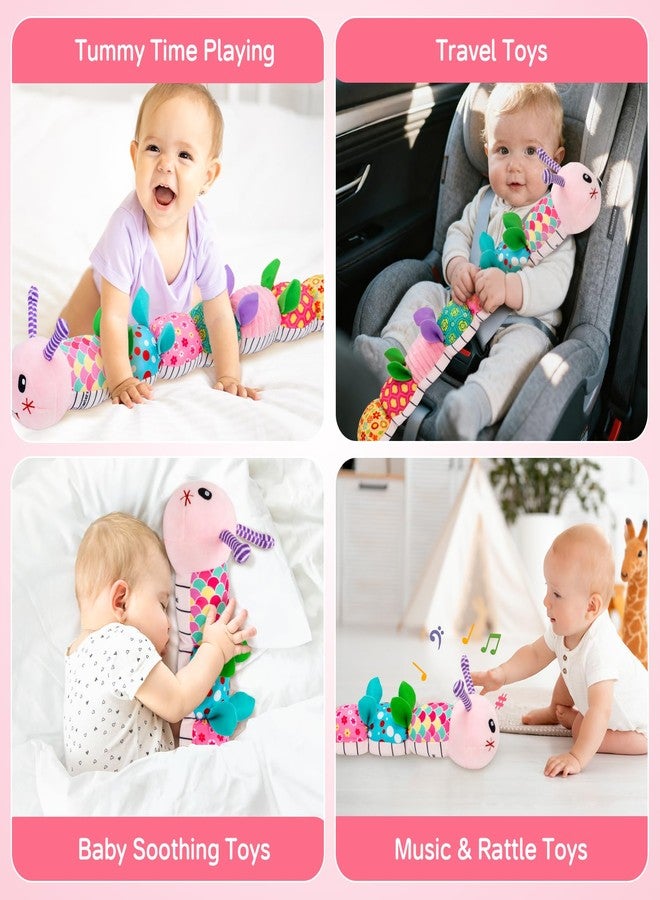 PADONISE Baby Toys 0-12 Months, Caterpillar Musical Plush Stuffed Toy for Infant, Animal Soft Rattle Sensory Toys with Teether for Tummy Time, Newborn Boy& Girl Shower Birthday Christmas Valentines Gift - Image 5