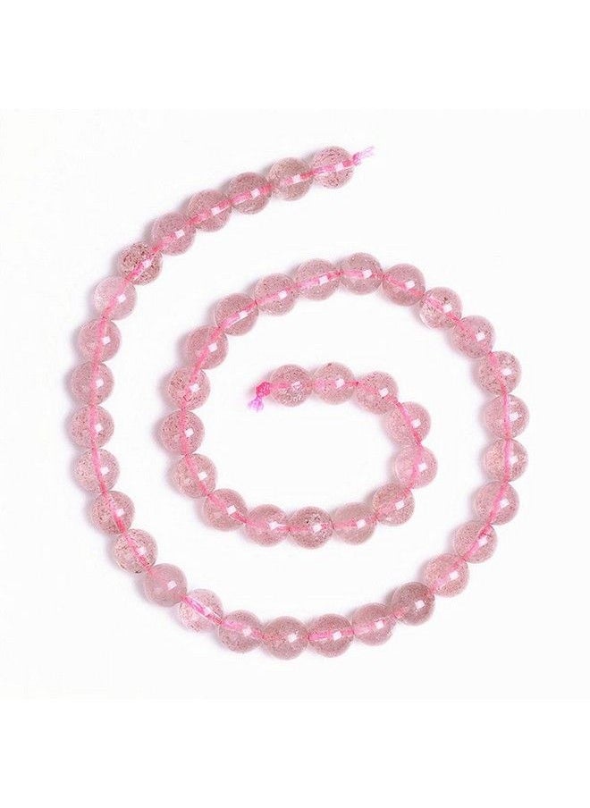 PLTbeads - Natural Gemstone Loose Beads Smooth Round Approxi 15 Inch Diy Bracelet Necklace For Jewelry Making (8Mm Strawberry Quartz) - Image 1