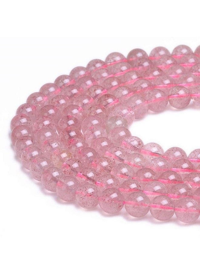 PLTbeads - Natural Gemstone Loose Beads Smooth Round Approxi 15 Inch Diy Bracelet Necklace For Jewelry Making (8Mm Strawberry Quartz) - Image 1