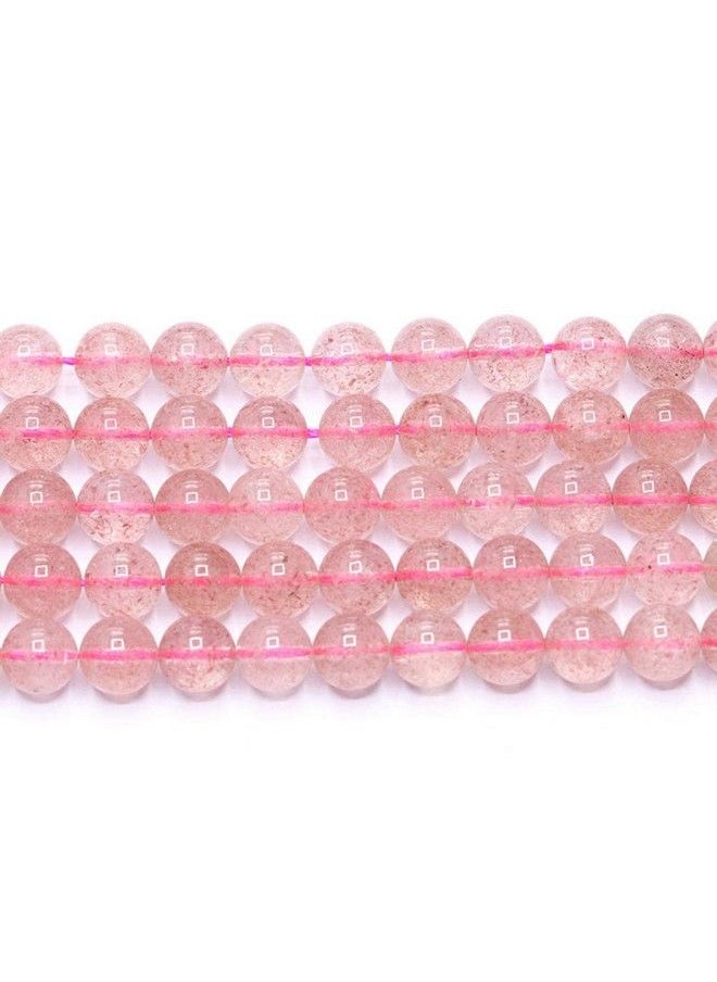 PLTbeads - Natural Gemstone Loose Beads Smooth Round Approxi 15 Inch Diy Bracelet Necklace For Jewelry Making (8Mm Strawberry Quartz) - Image 1