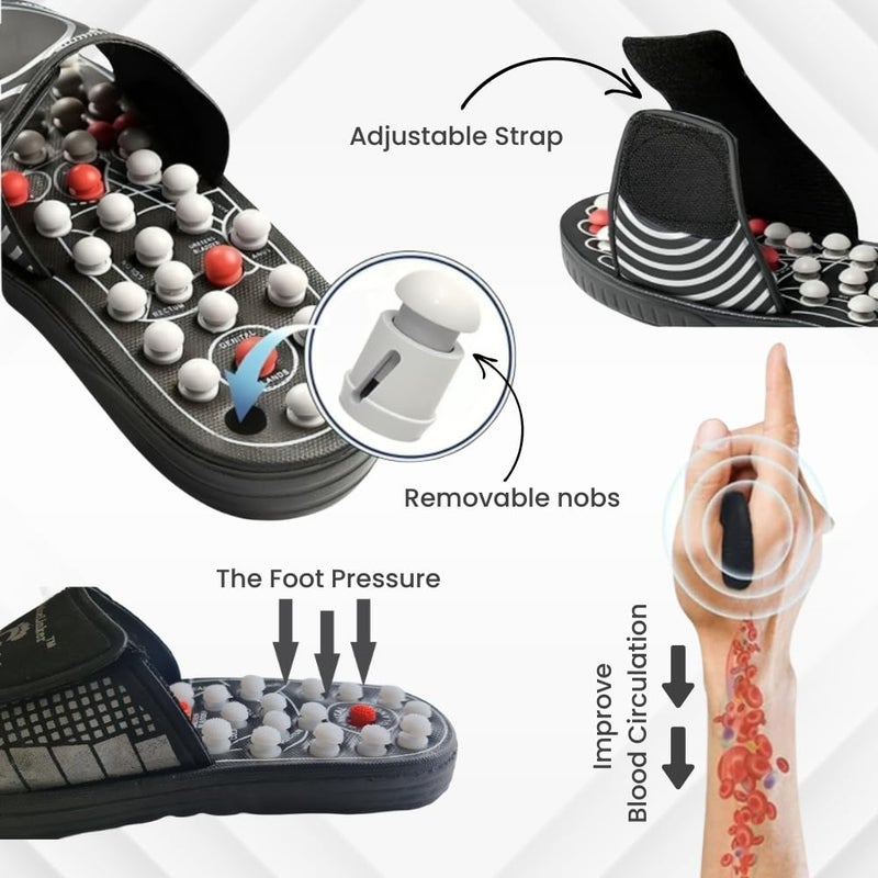 ValueLinker ™ Acupressure Foot Massager Slippers | Get FREE Sugar Control Hand Clip | Reflexology Massage for Blood Circulation | Overall Body Pain & Stress Relief | For Men & Women | Size - 8 - Image 5