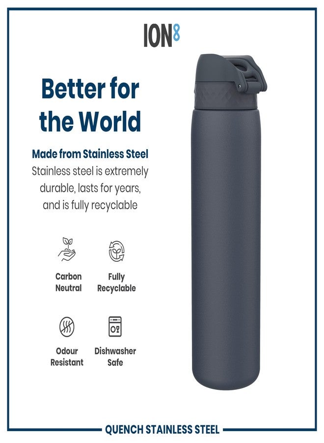 Ion8 1 Litre Stainless Steel Water Bottle, Leak Proof, Easy to Open, Secure Lock, Dishwasher Safe, Carry Handle, Flip Cover, Easy Clean, Durable, Scratch Resistant, 1200 ml/40 oz, Ash Navy Blue - Image 5