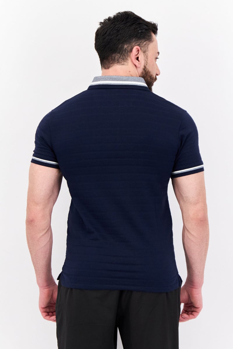 Peter Werth قميص بولو بأكمام قصيرة بتصميم عادي للرجال، كحلي داكن - Image 3