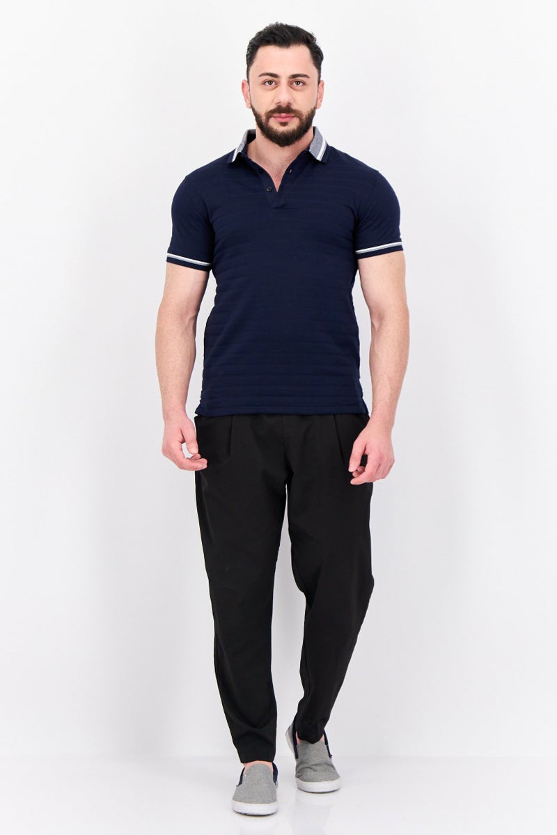 Peter Werth قميص بولو بأكمام قصيرة بتصميم عادي للرجال، كحلي داكن - Image 4