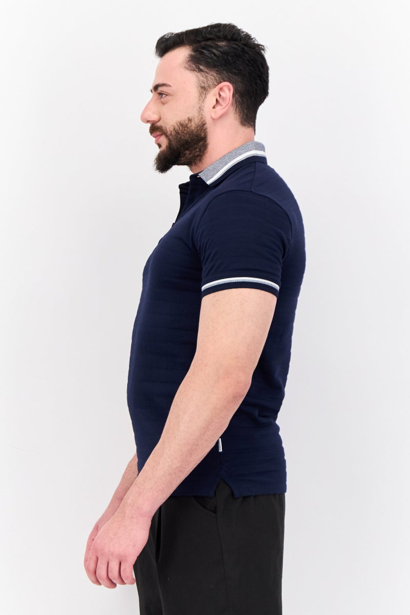 Peter Werth قميص بولو بأكمام قصيرة بتصميم عادي للرجال، كحلي داكن - Image 2