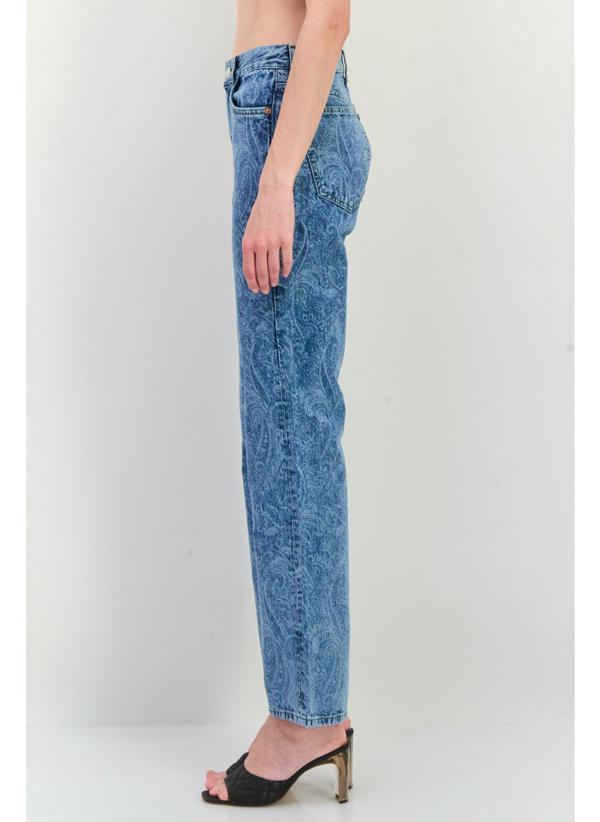 MANGO Women Straight Fit Washed Straight Leg Jeans, Blue  - Image 2