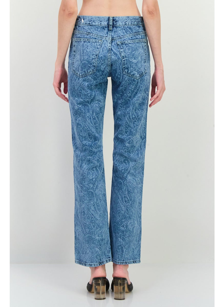 MANGO Women Straight Fit Washed Straight Leg Jeans, Blue  - Image 3