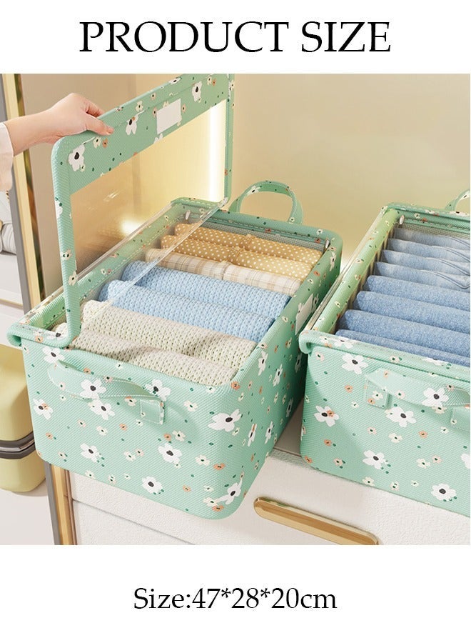 DUNISO 3 Pieces Foldable Closet Storage Organizer with Lids Washable Closet Storage Box with Carrying Handles Cube Storage Bin for Clothes Wardrobe Home Bedroom Office - Image 2