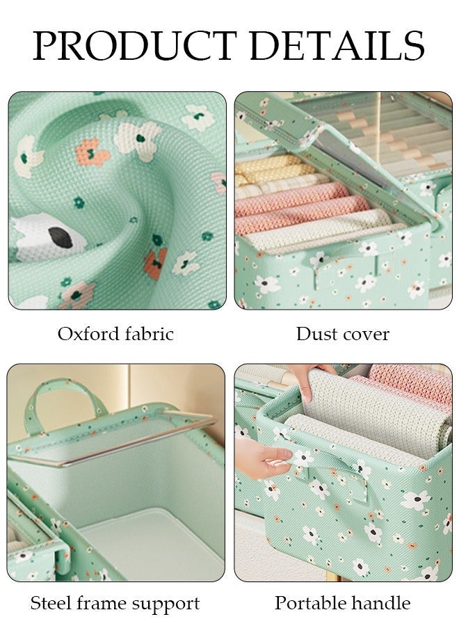 DUNISO 3 Pieces Foldable Closet Storage Organizer with Lids Washable Closet Storage Box with Carrying Handles Cube Storage Bin for Clothes Wardrobe Home Bedroom Office - Image 3