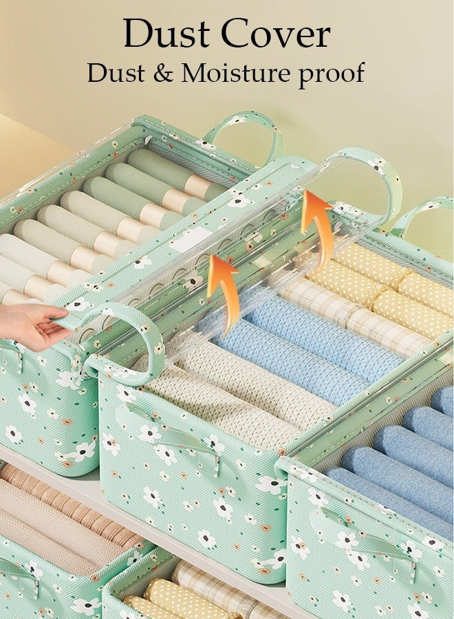 DUNISO 3 Pieces Foldable Closet Storage Organizer with Lids Washable Closet Storage Box with Carrying Handles Cube Storage Bin for Clothes Wardrobe Home Bedroom Office - Image 5