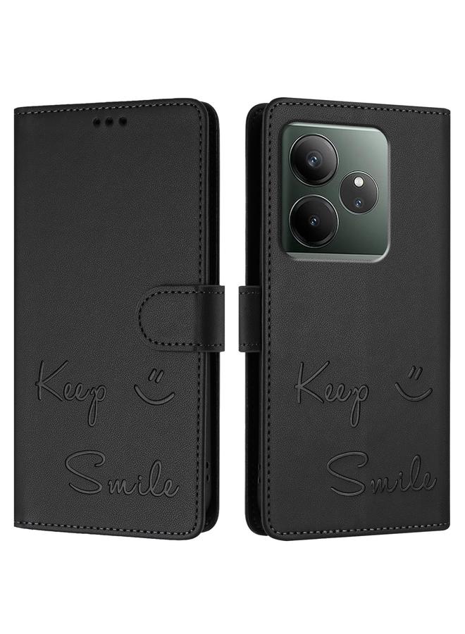 اس-توب جراب لهاتف Realme GT 6 / 6T 5G جراب هاتف جلدي بنقش ابتسامة عالمية بتقنية RFID - Image 3