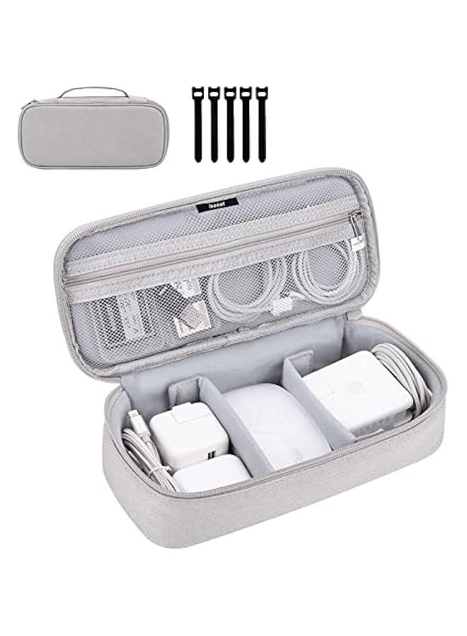 Captaintech Portable Electronic Accessories Bag Organizer, Travel Gadgets Storage Case Cable Organizer Pouch Compatible for Charger USB Cables SD Memory Cards Earphone Flash Hard Drive Phone Power Bank, Grey 2, M - Image 1