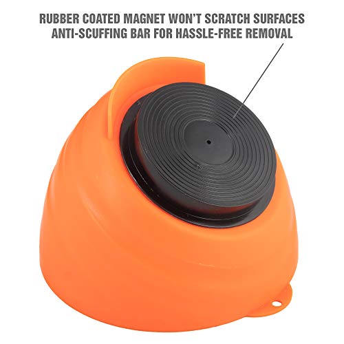 OEMTOOLS 25332 Orange Magnetic Nut Cup, Curved Magnetic Parts Tray Holds Up to 5 Pounds, Attaches To Metal Surfaces, Multi-Use Nuts And Bolts Organizer Made From Durable ABS Plastic - Image 5