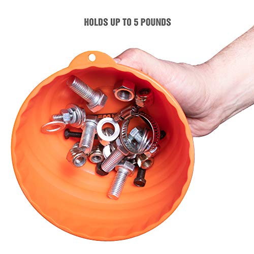 OEMTOOLS 25332 Orange Magnetic Nut Cup, Curved Magnetic Parts Tray Holds Up to 5 Pounds, Attaches To Metal Surfaces, Multi-Use Nuts And Bolts Organizer Made From Durable ABS Plastic - Image 3