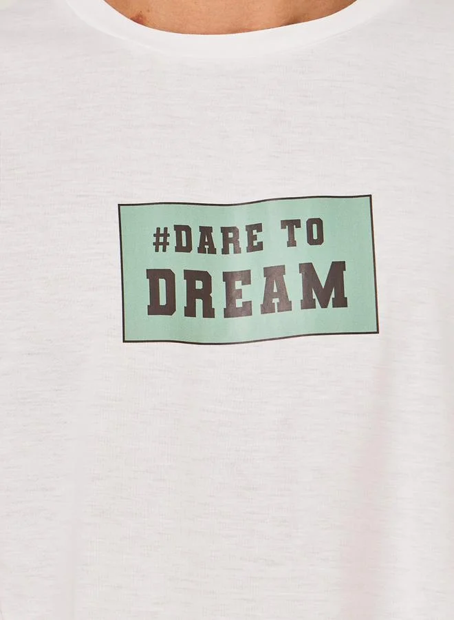 Styli Dare To Dream Slogan Print T-Shirt & Shorts Set